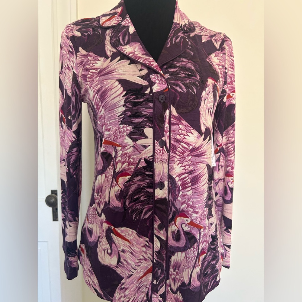 Soma Cool Nights Purple Print Pajama Top XS